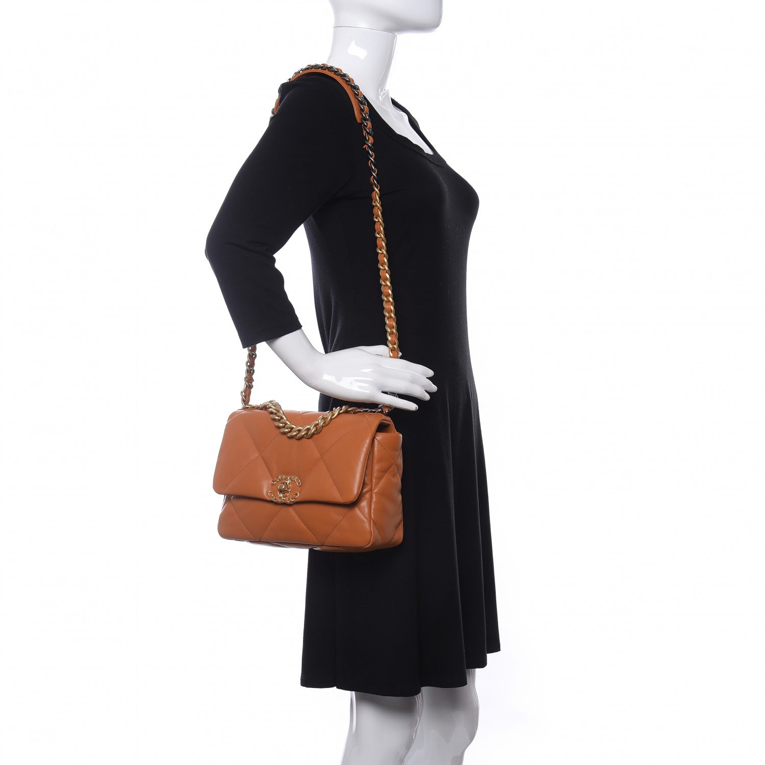 Chanel Lambskin Quilted Medium Chanel 19 Flap Light Brown 2 of 11