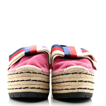 Gucci Velvet Sylvie Web Platform Espadrilles 38.5 Light Raspberry Rose 3 of 12