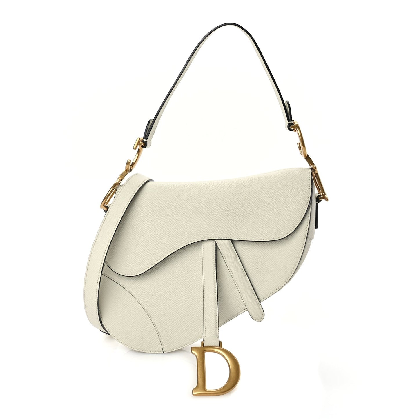 Grained Calfskin Saddle Bag With Strap Latte