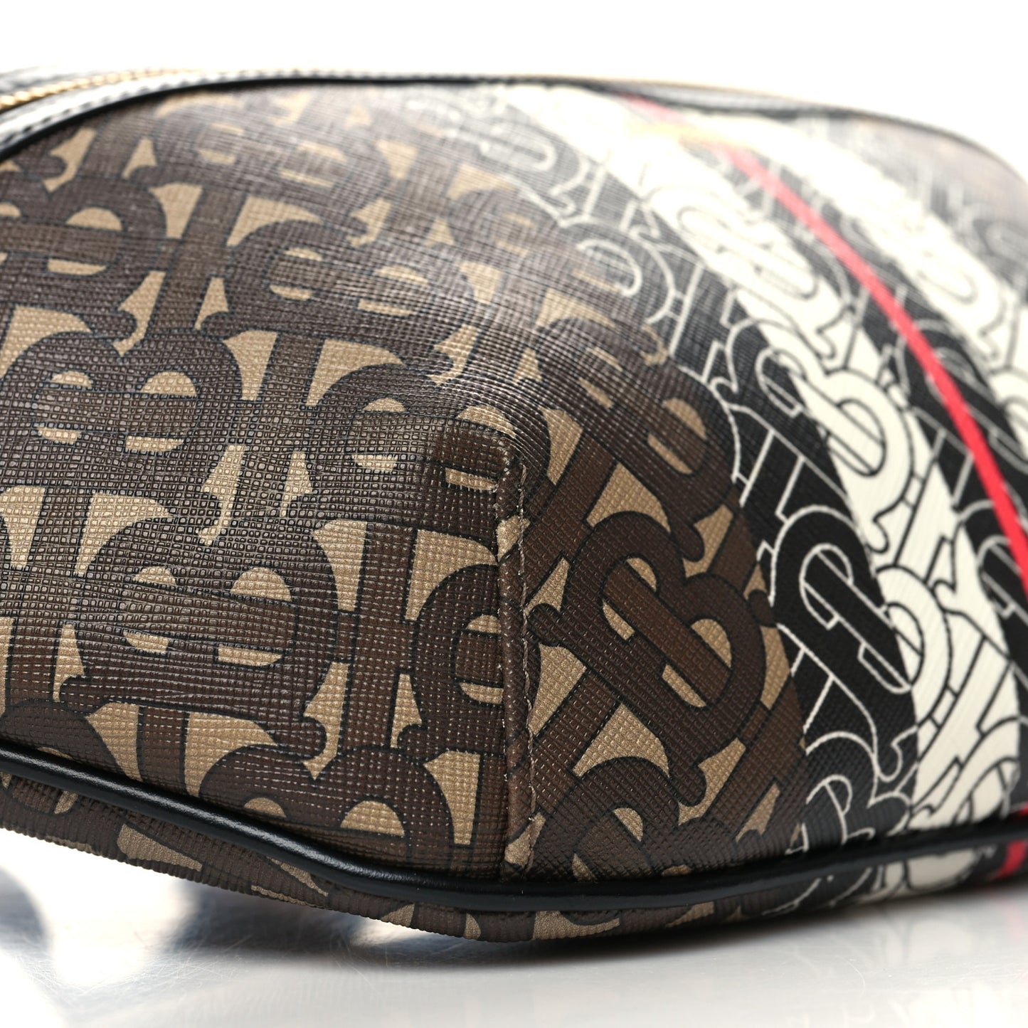 E-Canvas Monogram Stripe Medium Sonny Bum Bag Bridle Brown