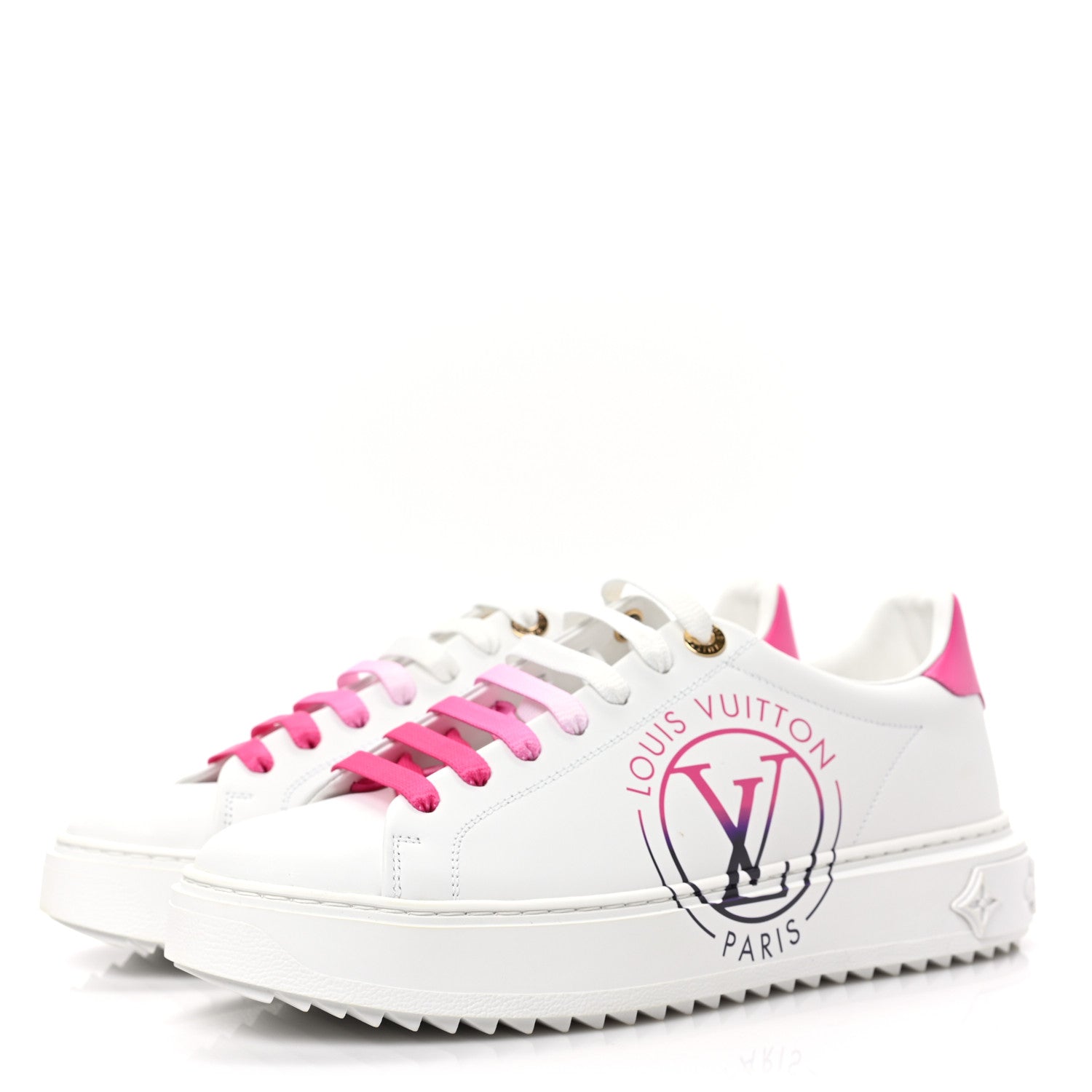 Louis Vuitton Monogram Time Out Sneakers 38.5 White Pink 3 of 8