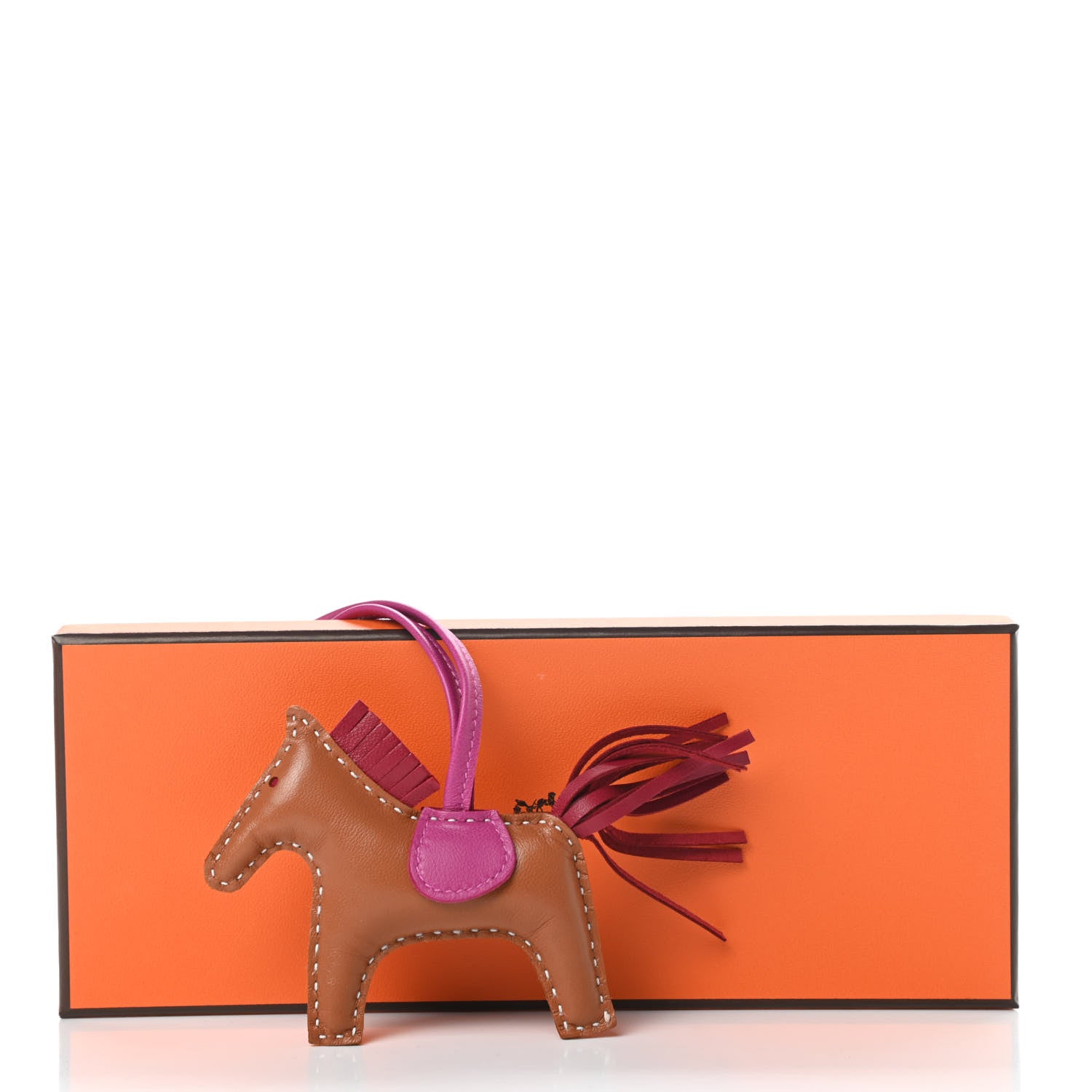 Hermes Milo Lambskin Grigri Rodeo Horse Bag Charm PM Sesame Grenat Rose Poupre 5 of 5