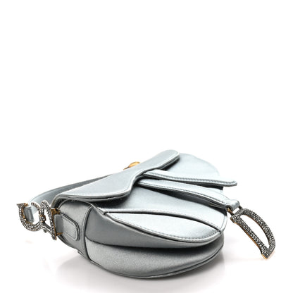 Christian Dior Satin Crystal Mini Saddle Bag Blue Gray 4 of 9