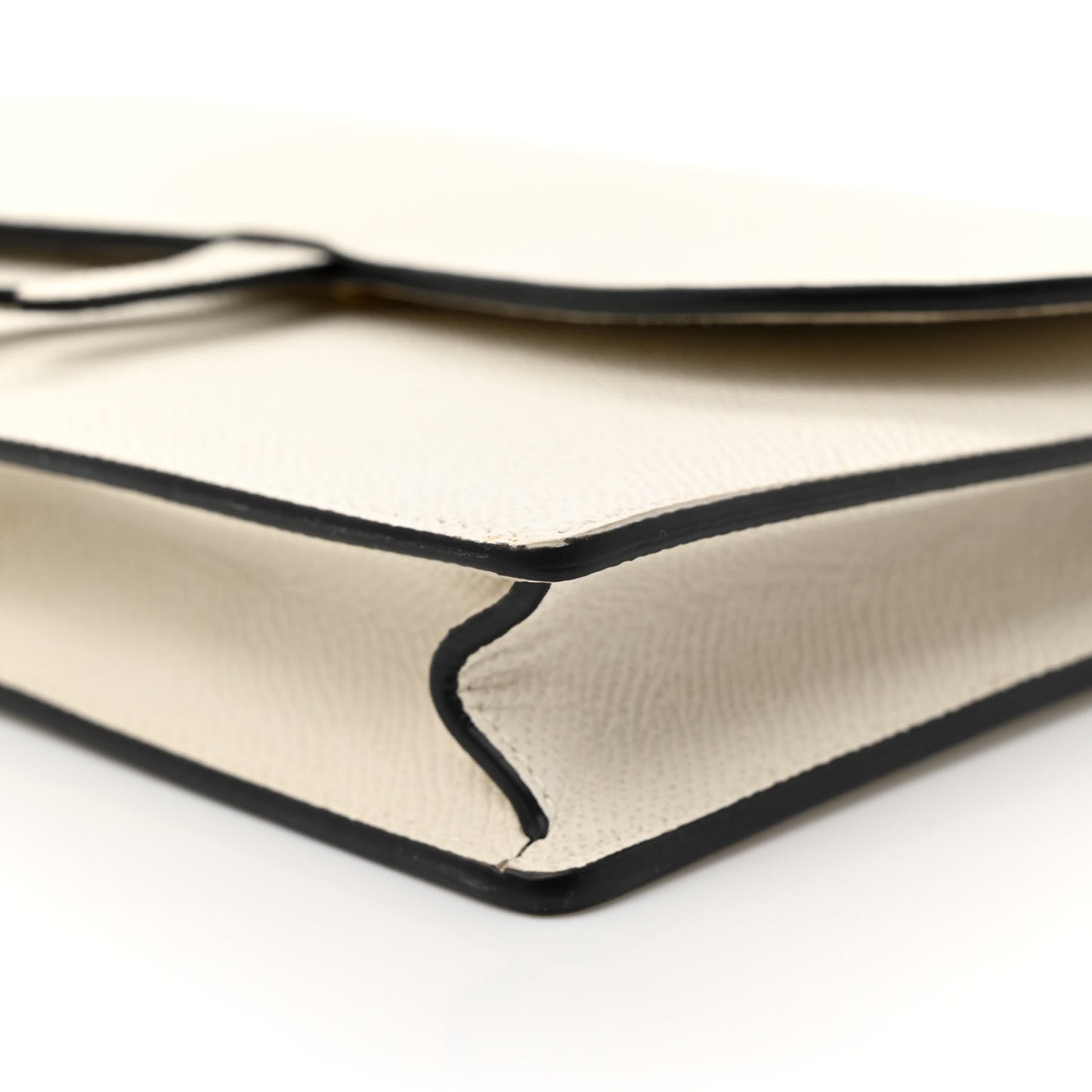 Grained Calfskin Saddle Chain Pouch Off White