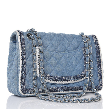Chanel Denim Braided Medium Flap Bag Light Blue 4 of 14