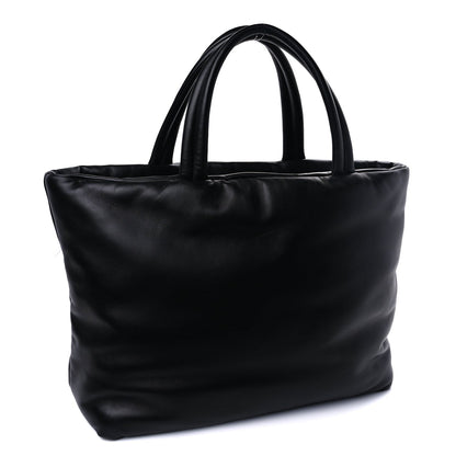 Saint Laurent Lambskin Wide Puffer Tote Black 2 of 8