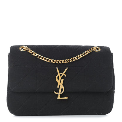 Saint Laurent Jersey Wool Patchwork Monogram Medium Jamie Baguette Black 1 of 12