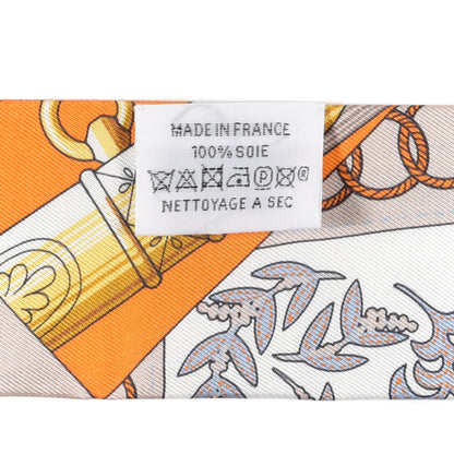 Hermes Silk Cliquetis Twilly Orange White Gold 4 of 4