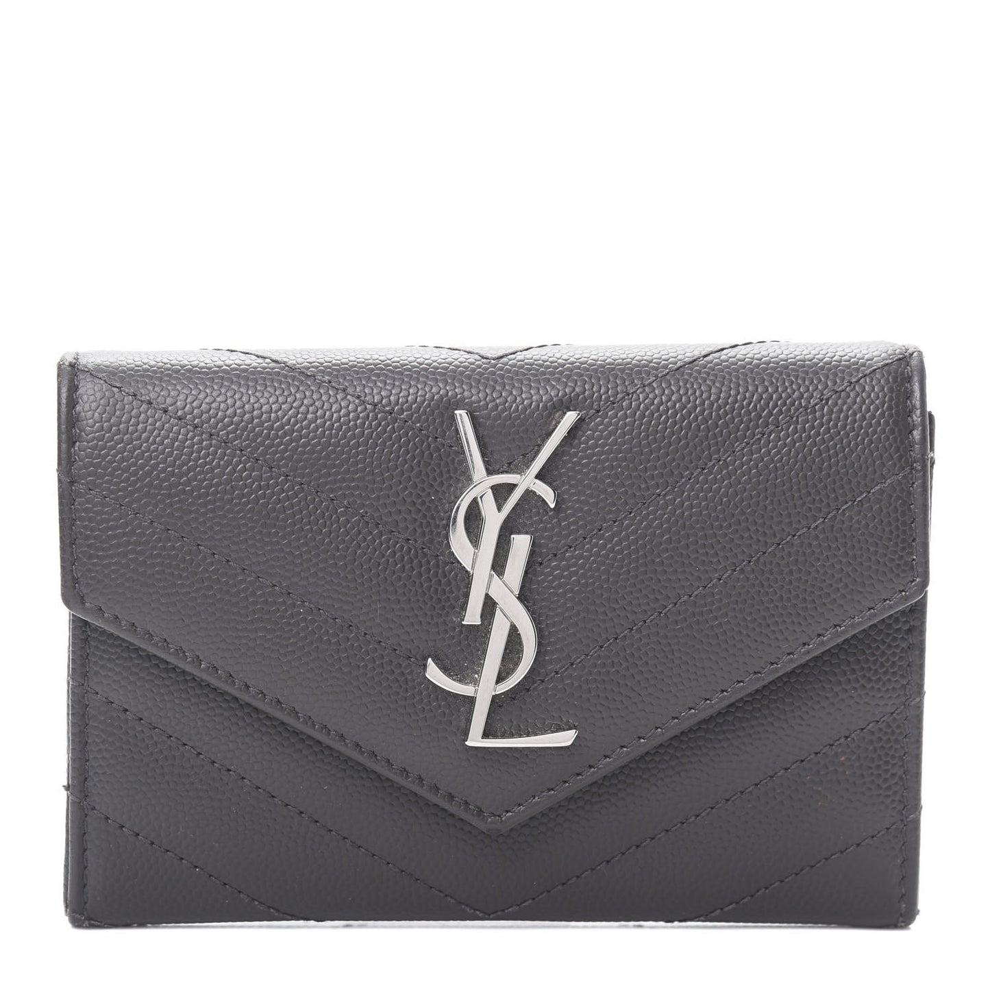 Grain De Poudre Matelasse Chevron Small Monogram Envelope Wallet Coal