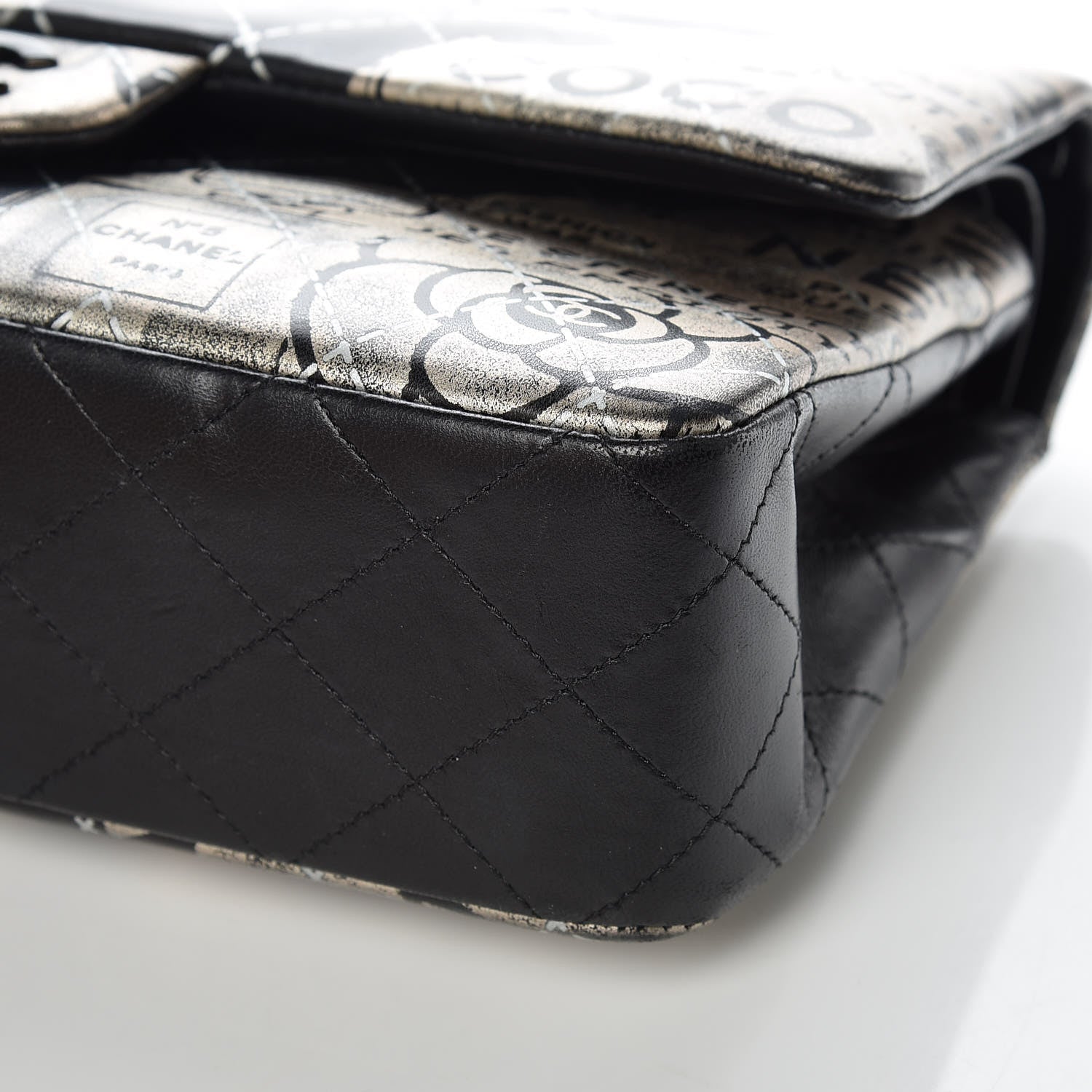 Chanel Lambskin Hand Painted Medium Double Flap Black 6 of 9