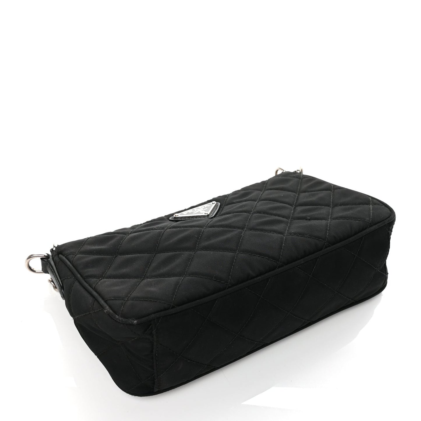 Nylon Tessuto Impuntu Quilted Crossbody Bag Black