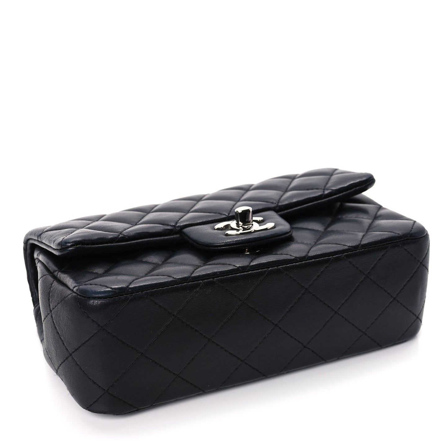 Lambskin Quilted Mini Rectangular Flap Black