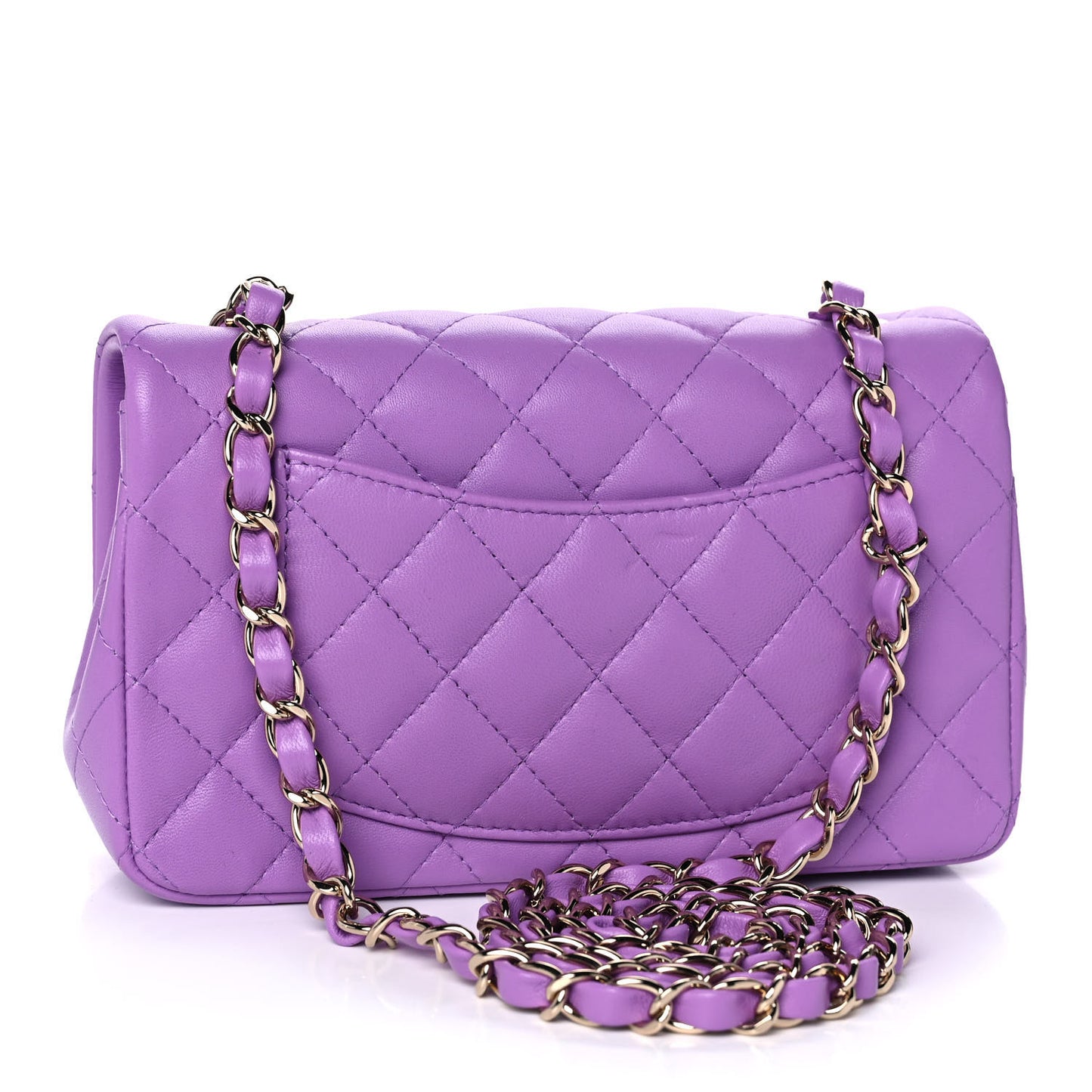 Lambskin Quilted Mini Rectangular Flap Purple