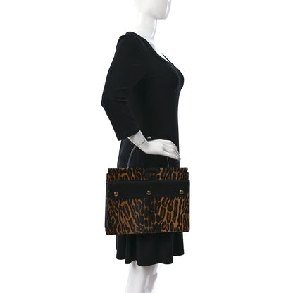 Burberry Calf Hair Leopard Print Small Title Bag with Pocket Black 2 of 10