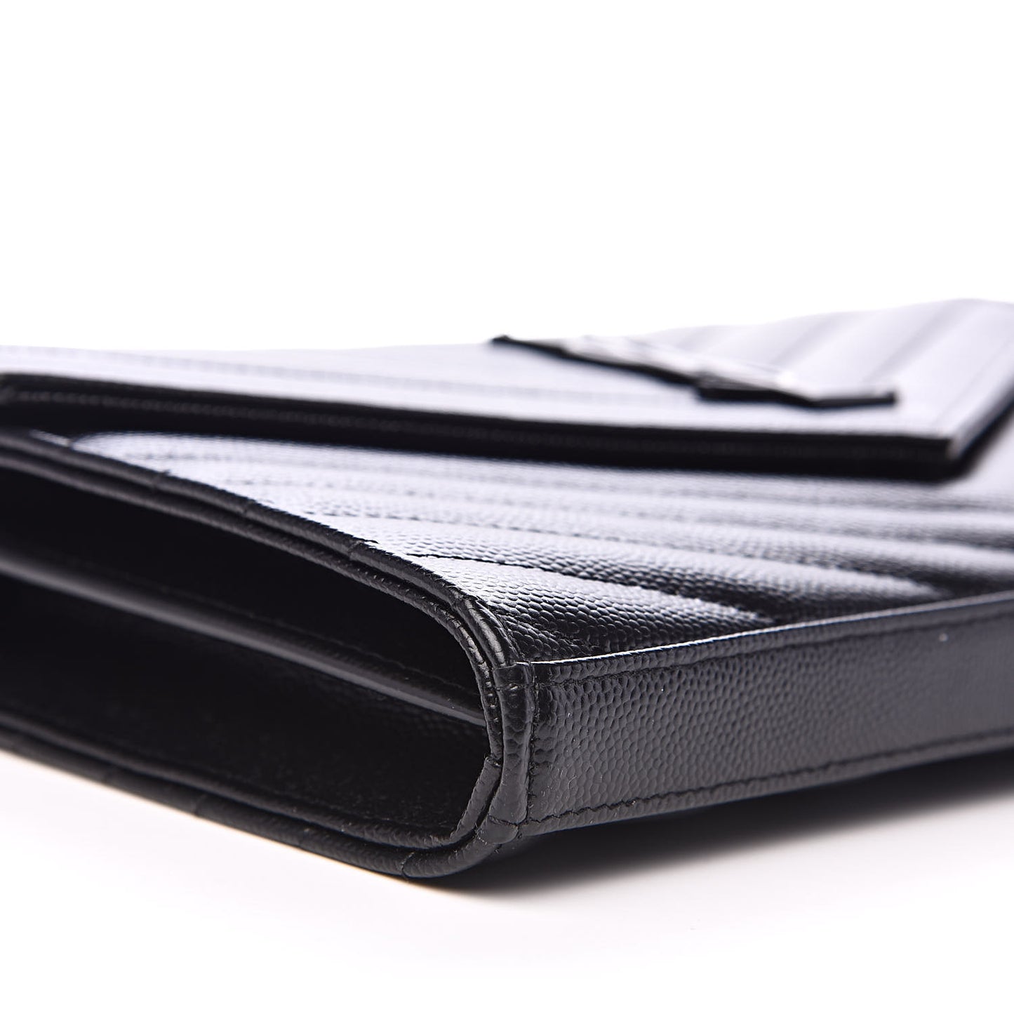 Grain De Poudre Matelasse Chevron Monogram Chain Wallet Black