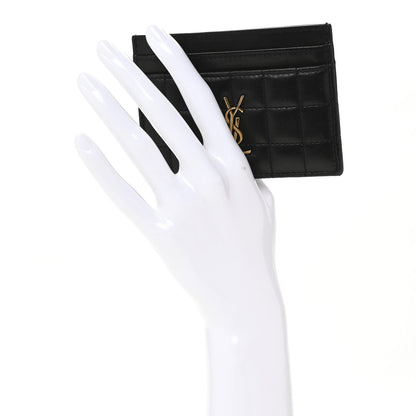 Saint Laurent Lambskin Carre Quilted Cassandre Credit Card Case Black 2 of 7