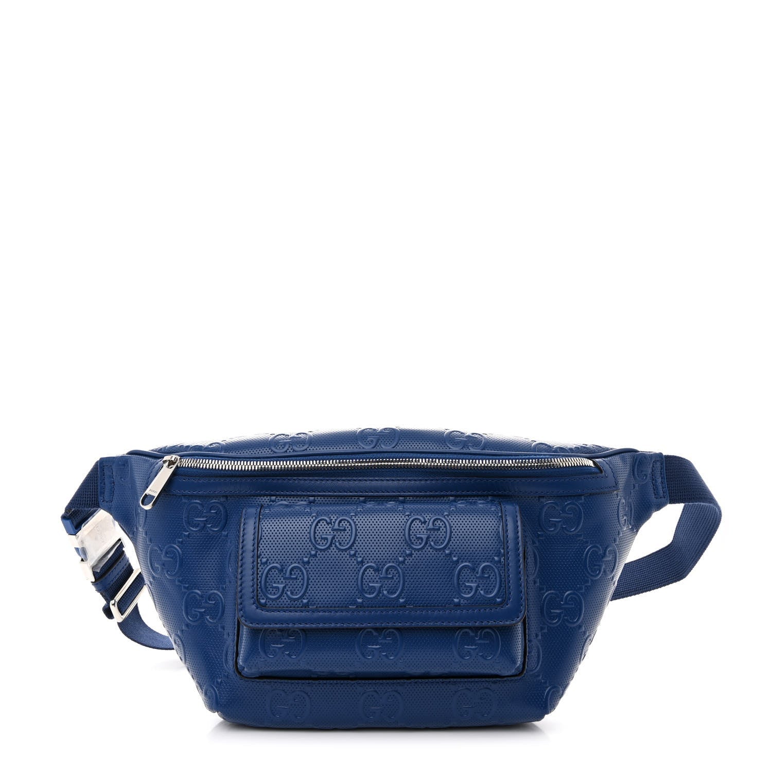 Gucci Calfskin GG Tennis Embossed Pocket Belt Bag Metal Blue 1 of 7