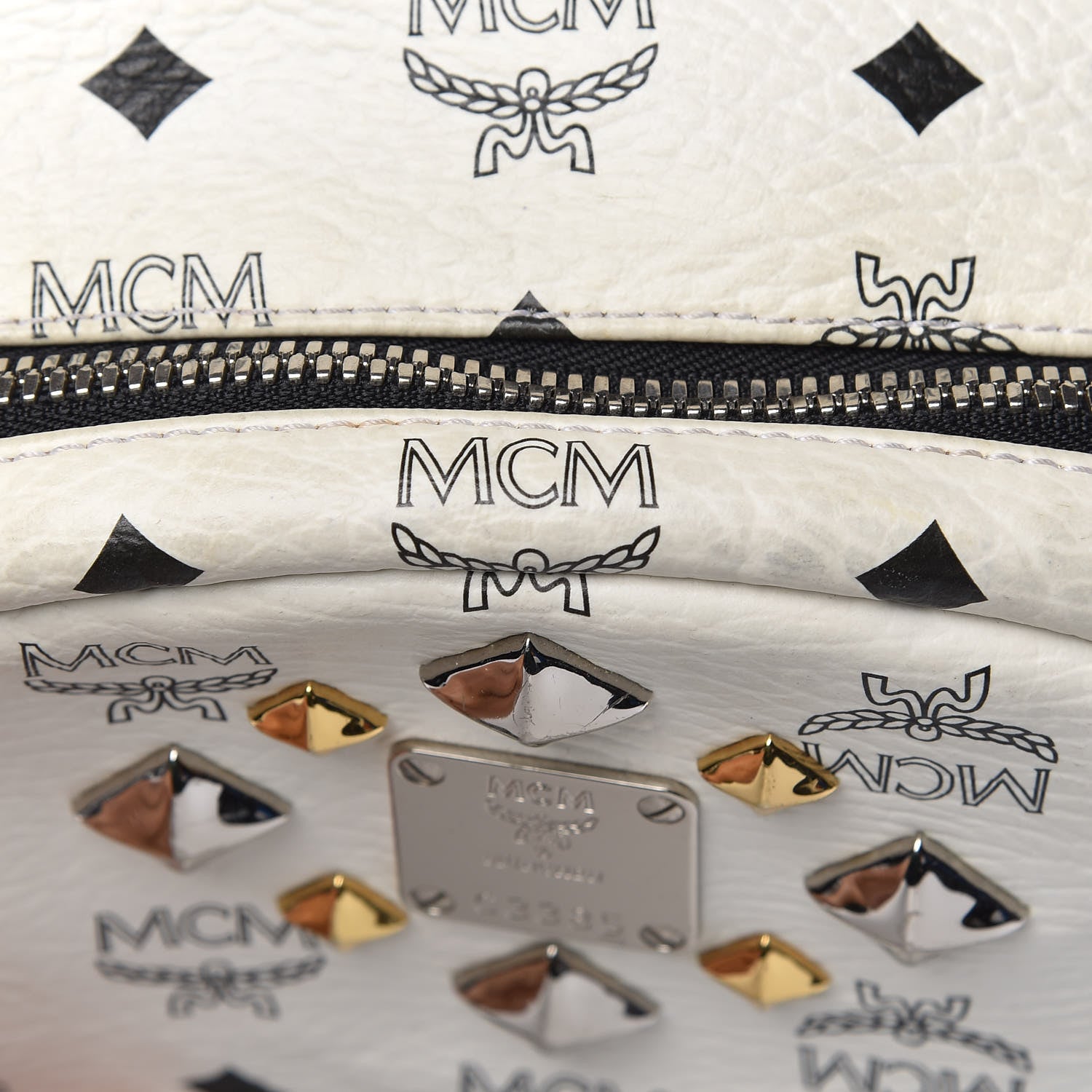 MCM Visetos Studded Medium Dual Stark Backpack White 30 of 32