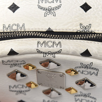 MCM Visetos Studded Medium Dual Stark Backpack White 30 of 32