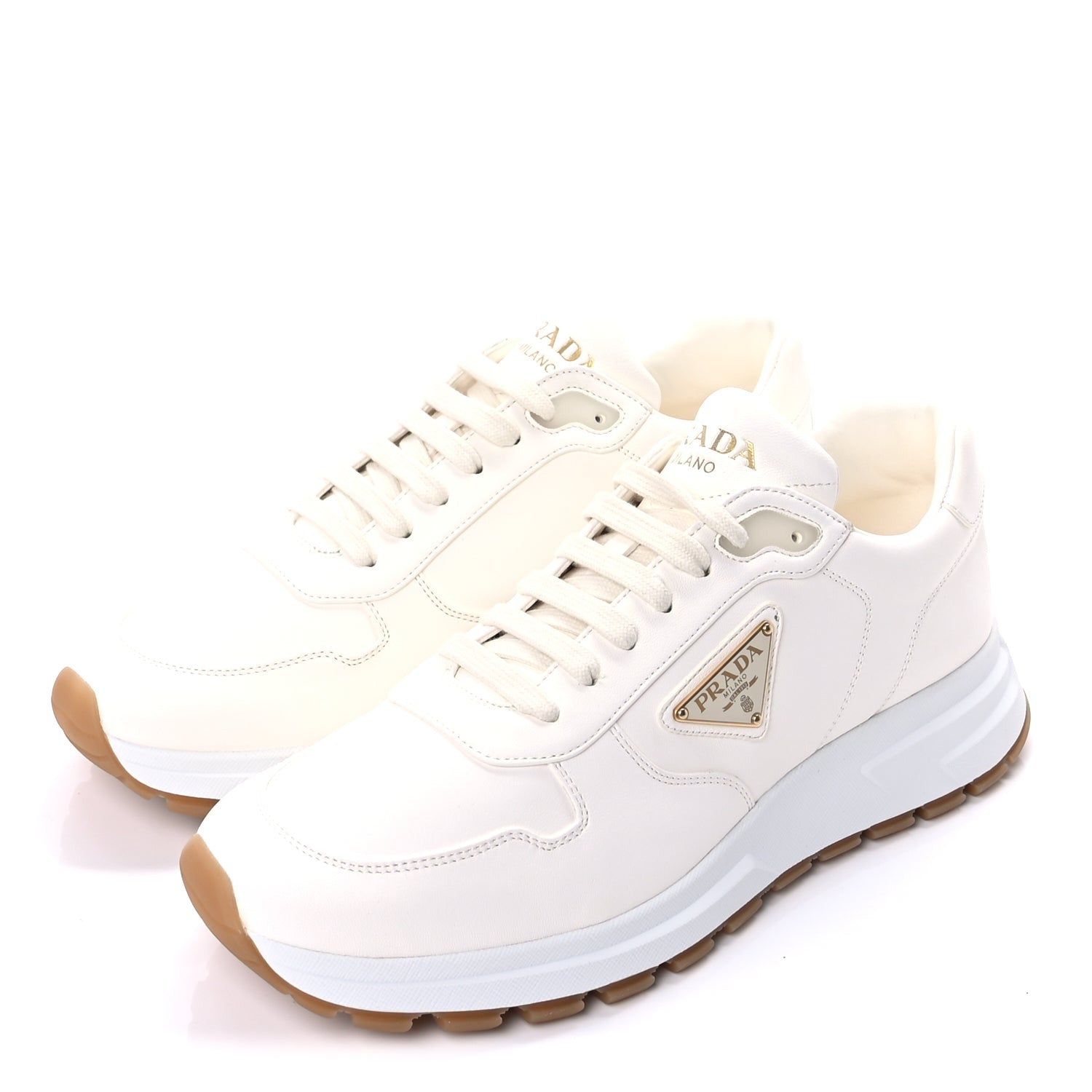 Prada Nappa Metal Triangle Logo Mens Prax 01 45mm Sneakers 42.5  Avorio 3 of 10