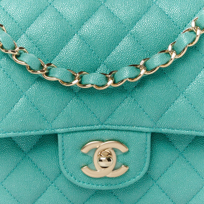 Chanel Iridescent Caviar Quilted Medium Double Flap Green 9 of 11