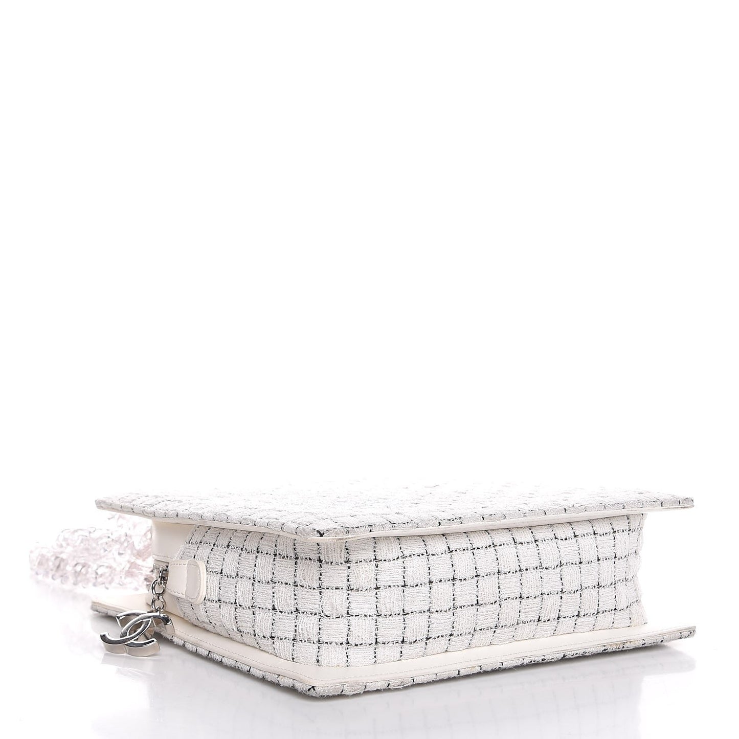 Tweed Zip Tote White Black