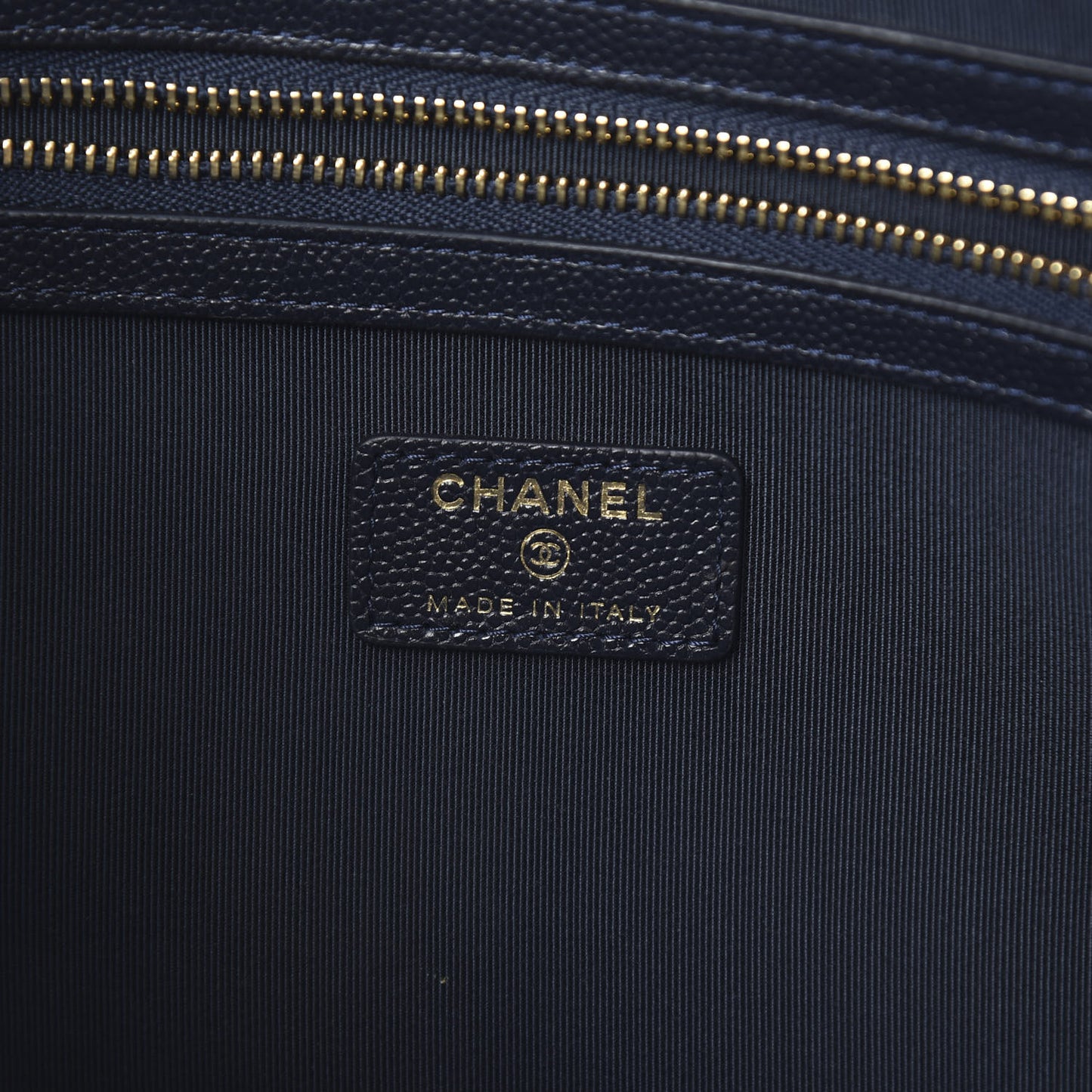 Caviar Quilted Large Cosmetic Case Dark Blue