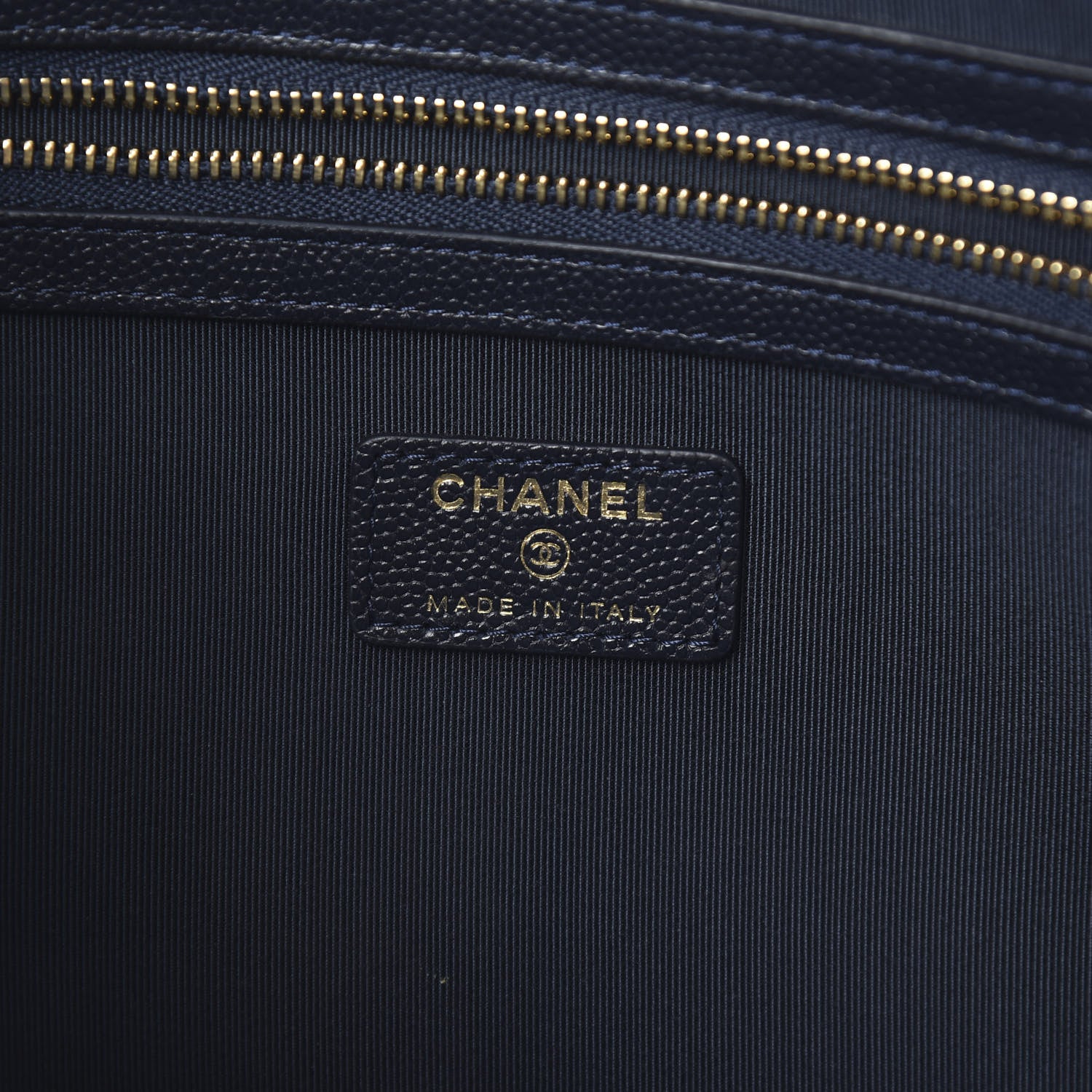 Chanel Caviar Quilted Large Cosmetic Case Dark Blue 6 of 8