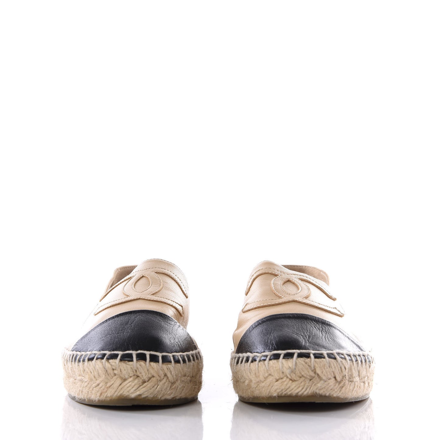 Lambskin CC Espadrilles 36 Beige Black