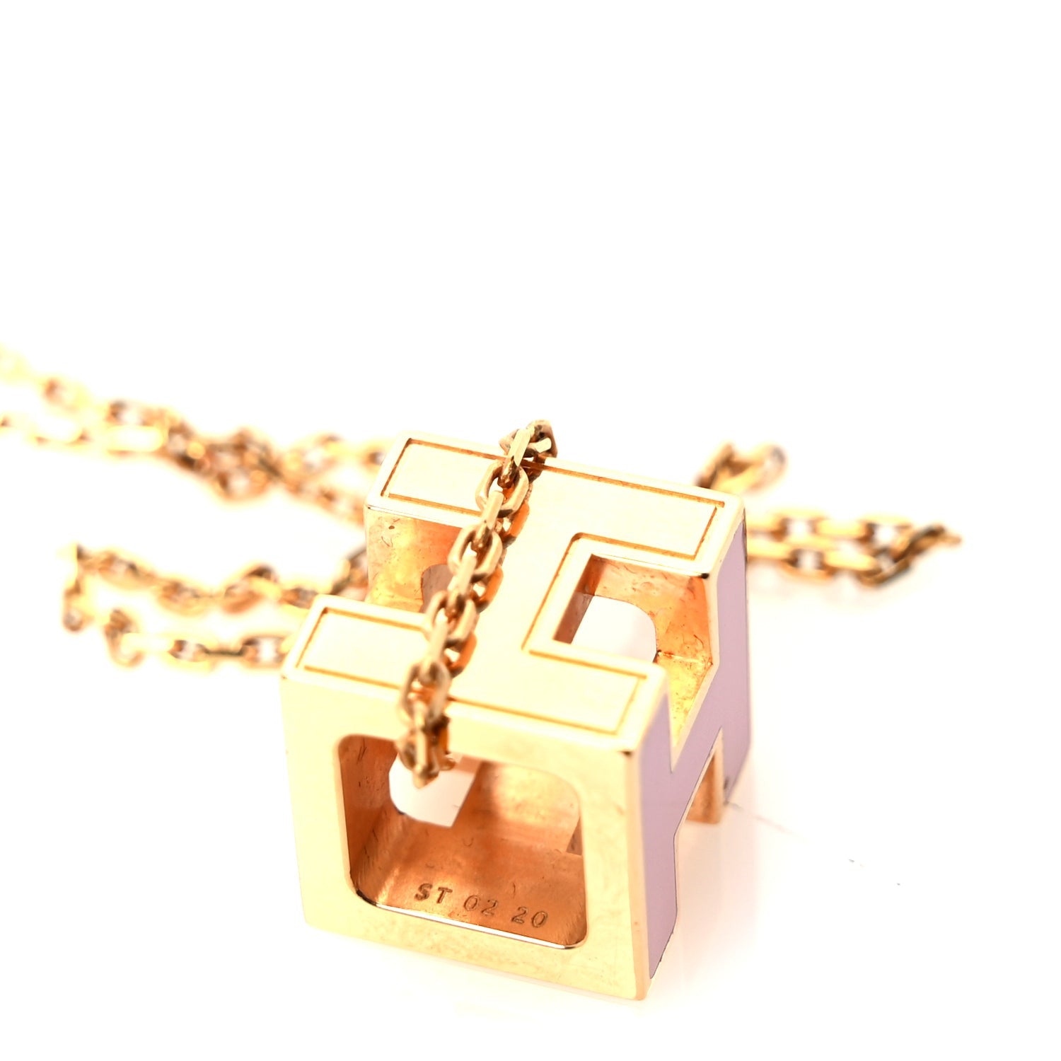 Hermes Gold Lacquered Cage d' Pendant Necklace 5 of 6