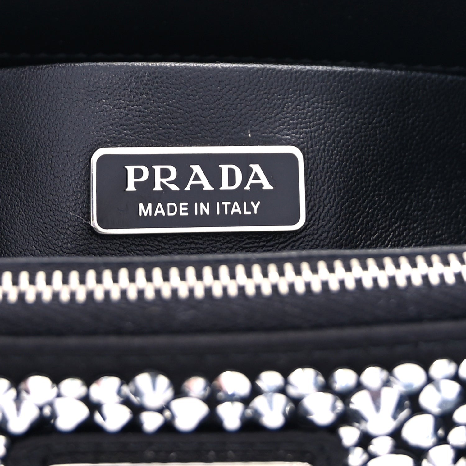 Prada Satin Crystal Mini Galleria Double Zip Tote Metal Black 5 of 8