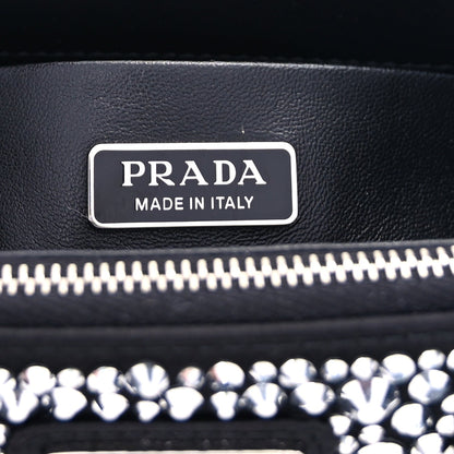 Prada Satin Crystal Mini Galleria Double Zip Tote Metal Black 5 of 8