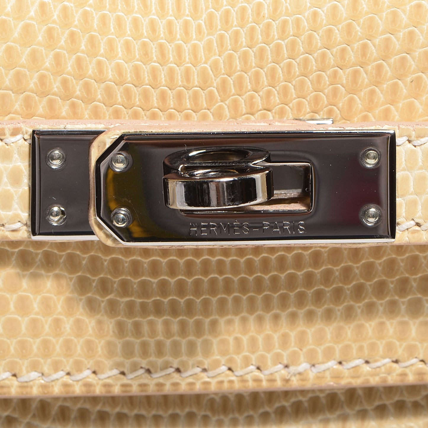 Lizard Kelly Pochette Clutch Beige