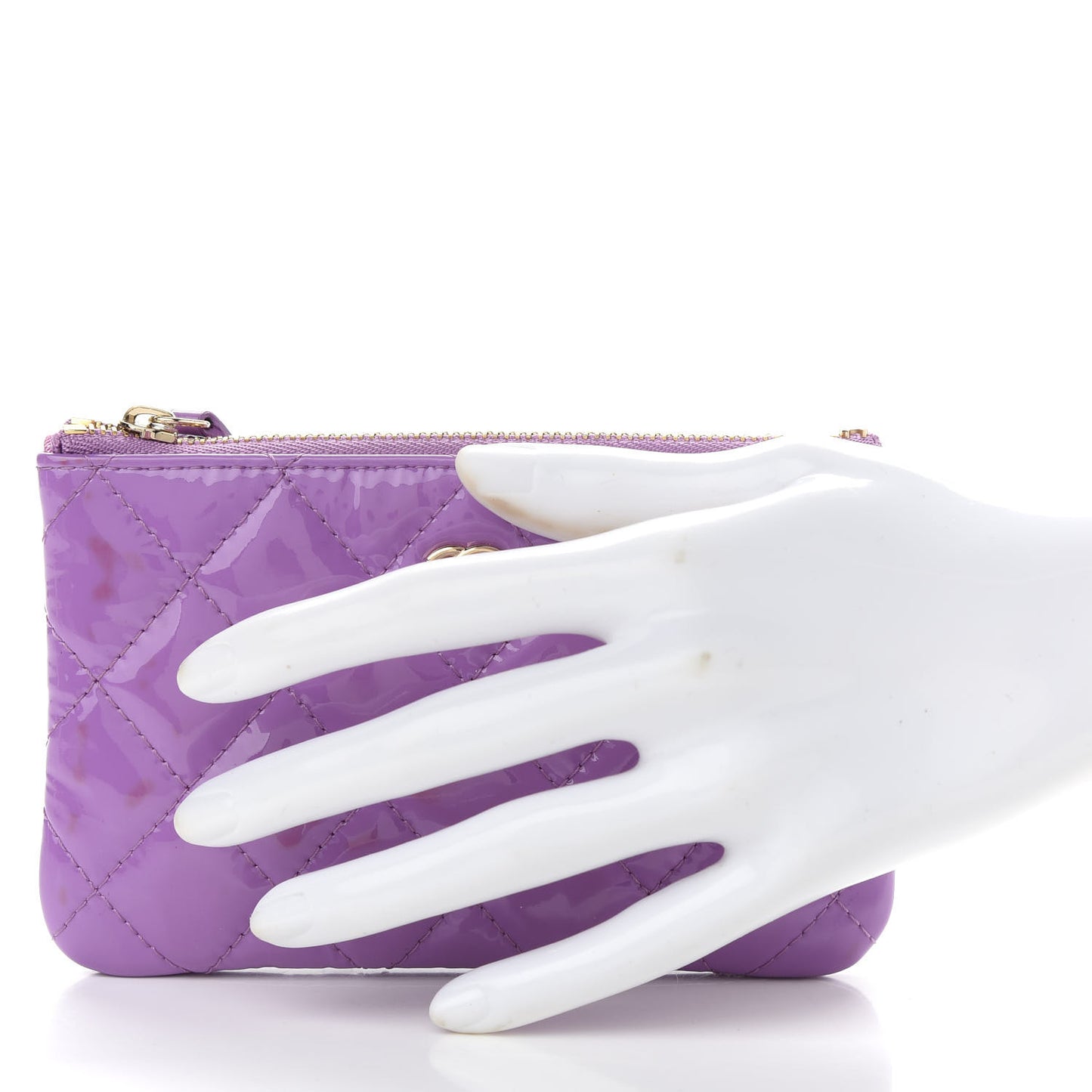 Patent Quilted Small Cosmetic Case Purple