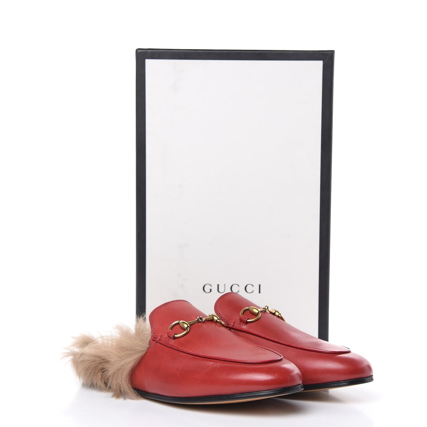 Betis Glamour Calfskin Fur Womens Princetown Slippers 37 Hibiscus Red Naturale