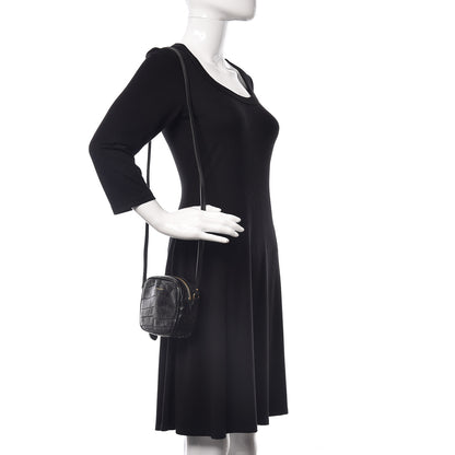 Alexander McQueen Calfskin Crocodile Embossed Mini Camera Shoulder Bag Black 2 of 10