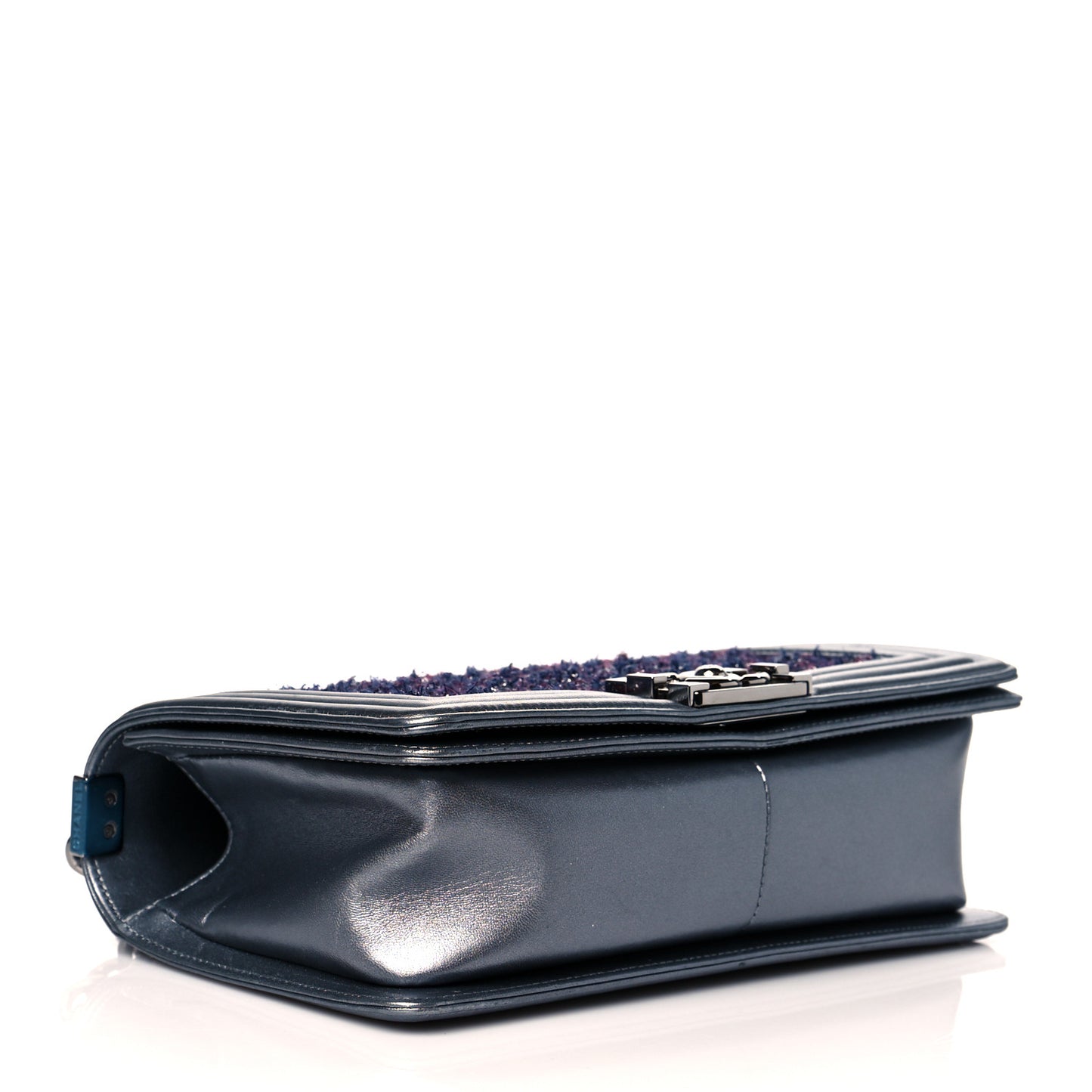 Tweed Metallic Lambskin Medium Boy Flap Silver