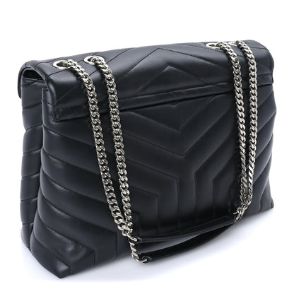 Saint Laurent Calfskin Y Quilted Monogram Medium Loulou Chain Satchel Black 3 of 9