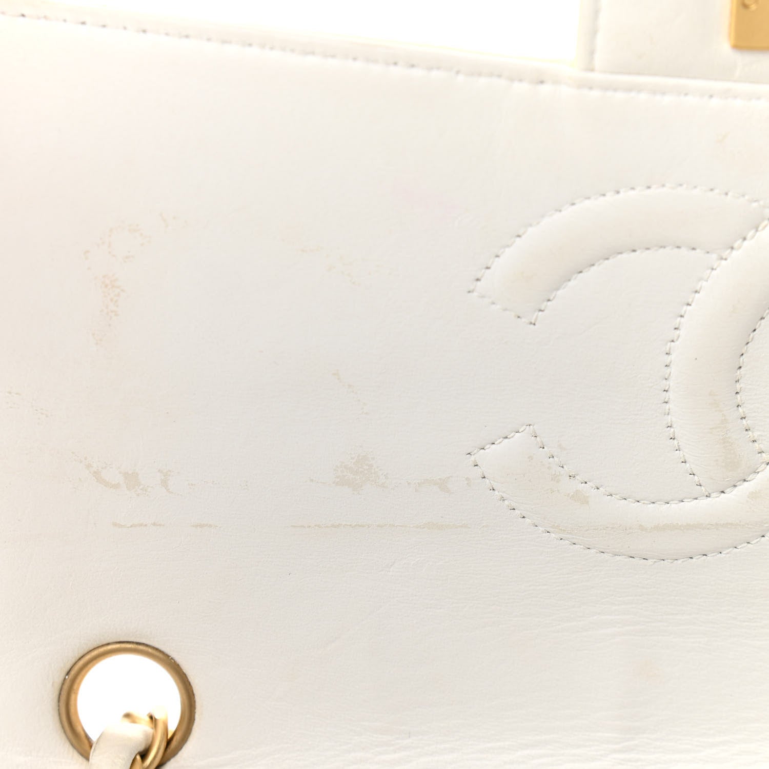 Chanel Patent Perforated Camellia Medium Single Flap White 12 of 12