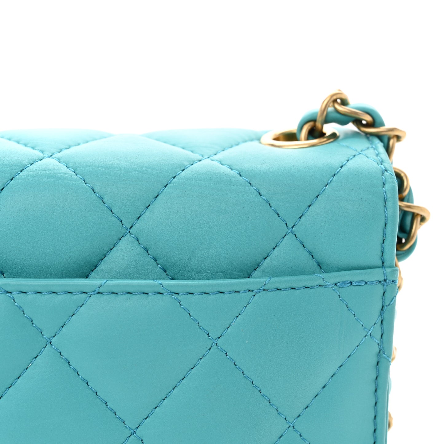 Calfskin Quilted Medium Everyday Chic Single Flap Turquoise
