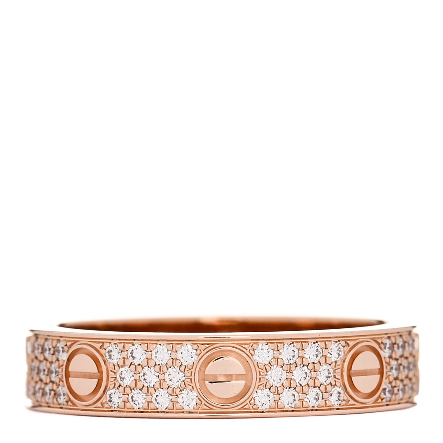 18K Pink Gold Diamond 4mm LOVE Wedding Paved Band Ring 51 5.75