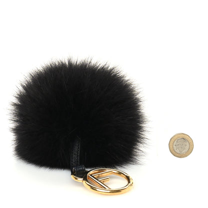 Fendi Fox Fur Pom Pom Bag Charm Black 2 of 4