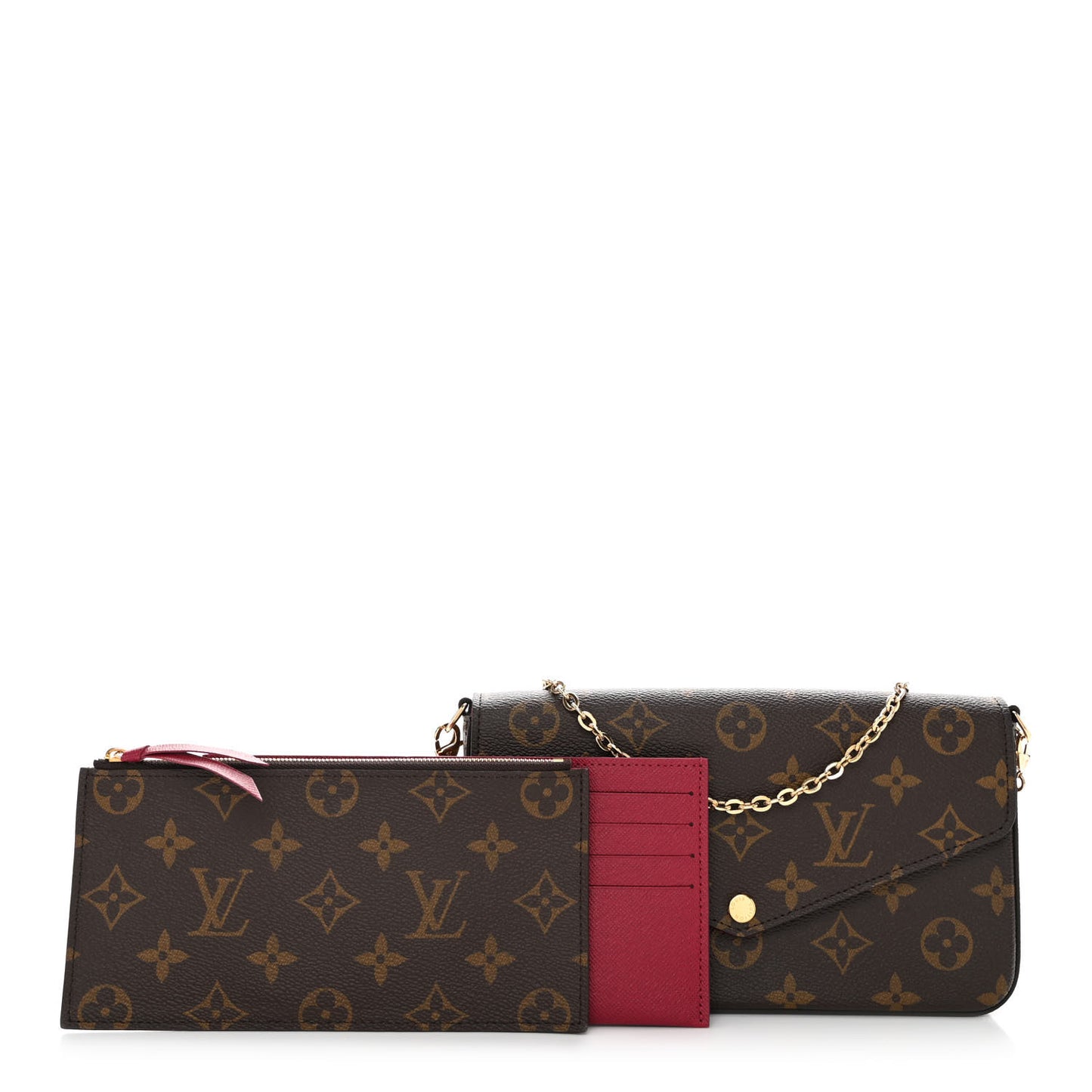 Monogram Pochette Felicie Chain Wallet Fuchsia