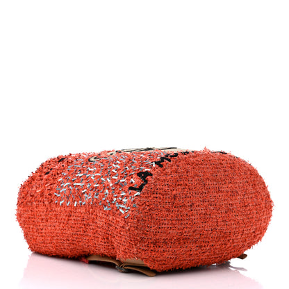 Chanel Tweed Sequins Embroidered Cubano Trip Backpack Orange Coral 4 of 11