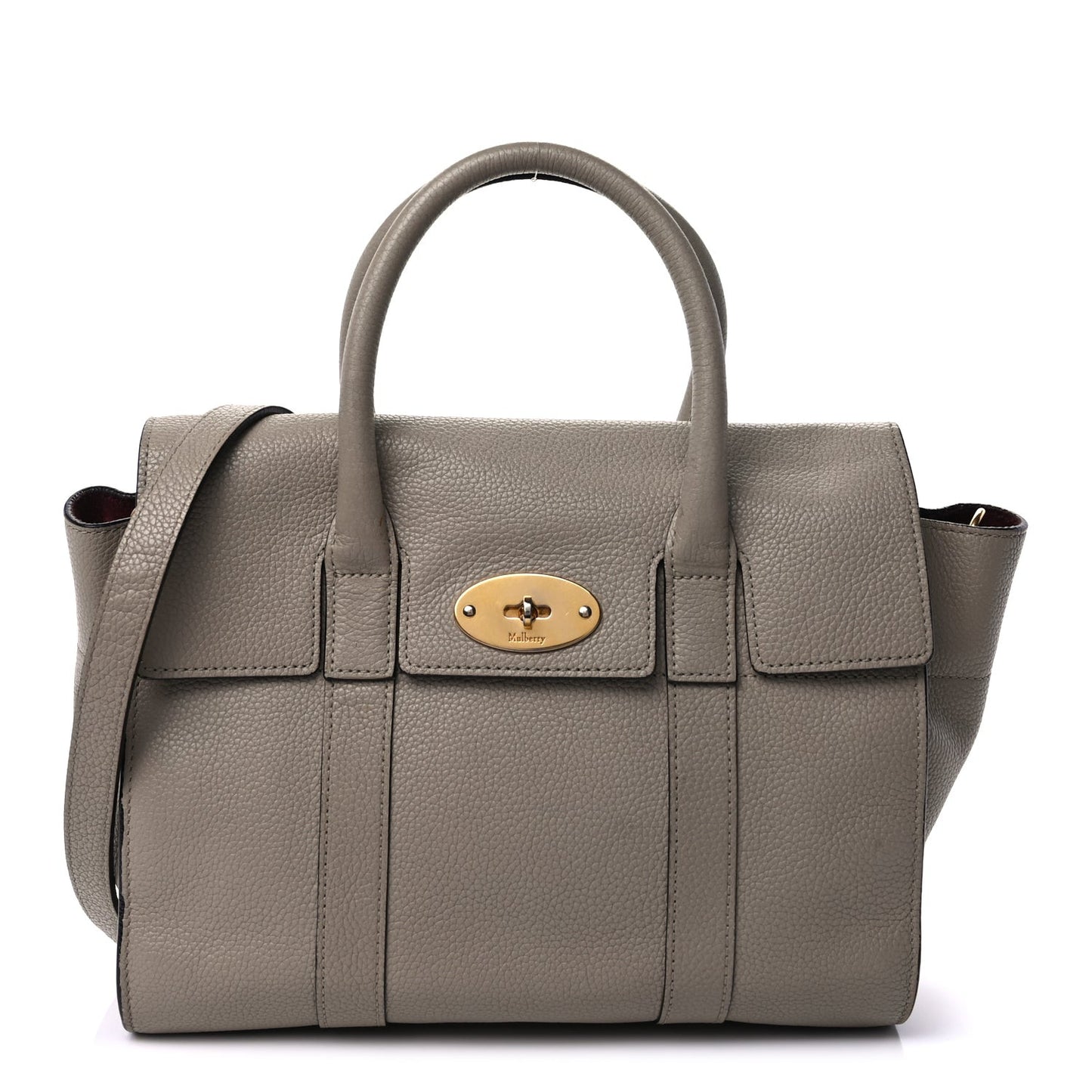 Classic Grain Calfskin Small Bayswater  Taupe