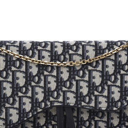 Christian Dior Oblique Saddle Chain Pouch Blue 8 of 9