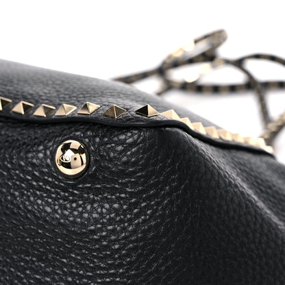 Valentino Garavani Pebbled Calfskin Medium Rockstud Tote Black 8 of 11
