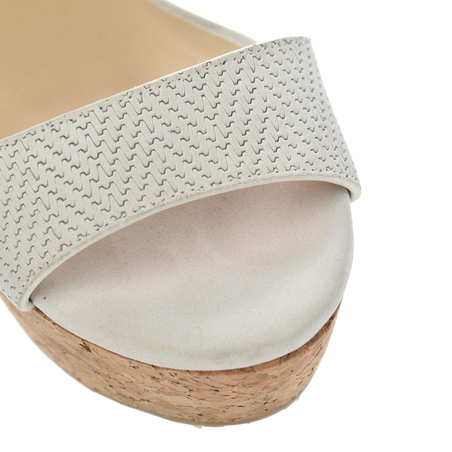 Jimmy Choo Nubuck Embossed Cork Portia 120 Wedge Sandals 37 Latte 9 of 10