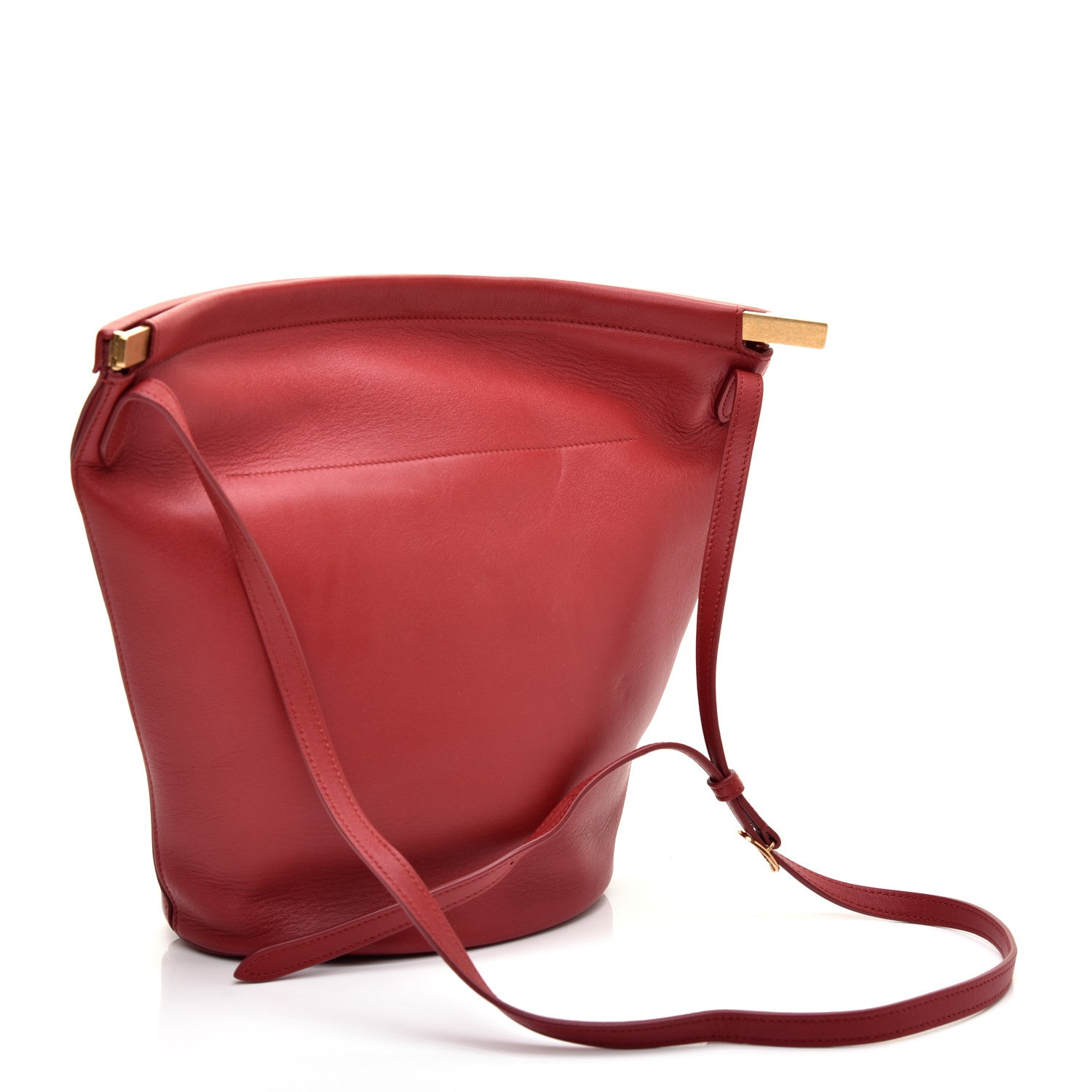 Celine Smooth Calfskin Clasp Bucket Bag Red 3 of 9