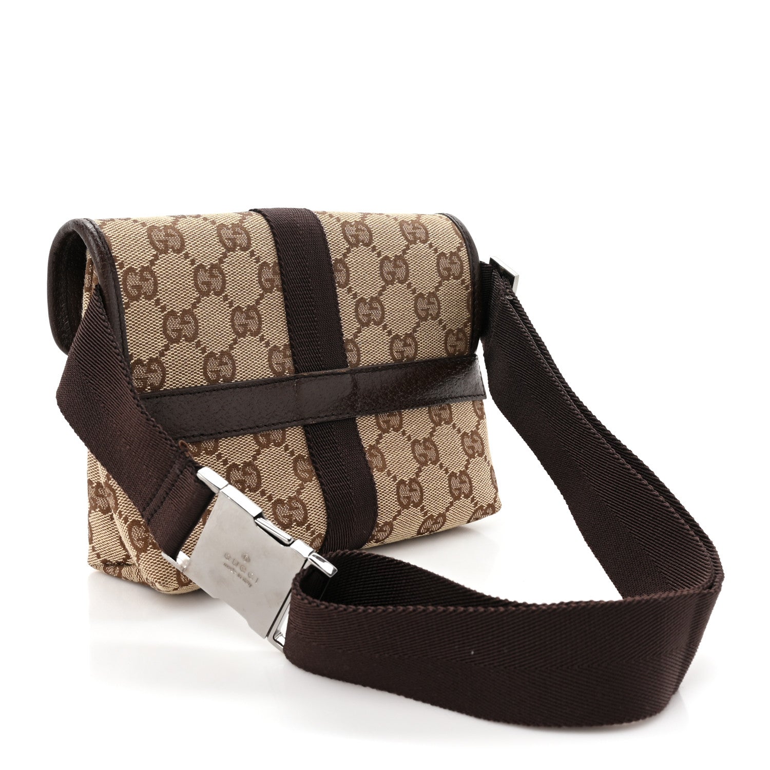 Gucci GG Monogram Buckle Belt Bag Dark Brown 3 of 10